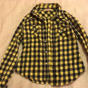 Yellow and black checker board flannel