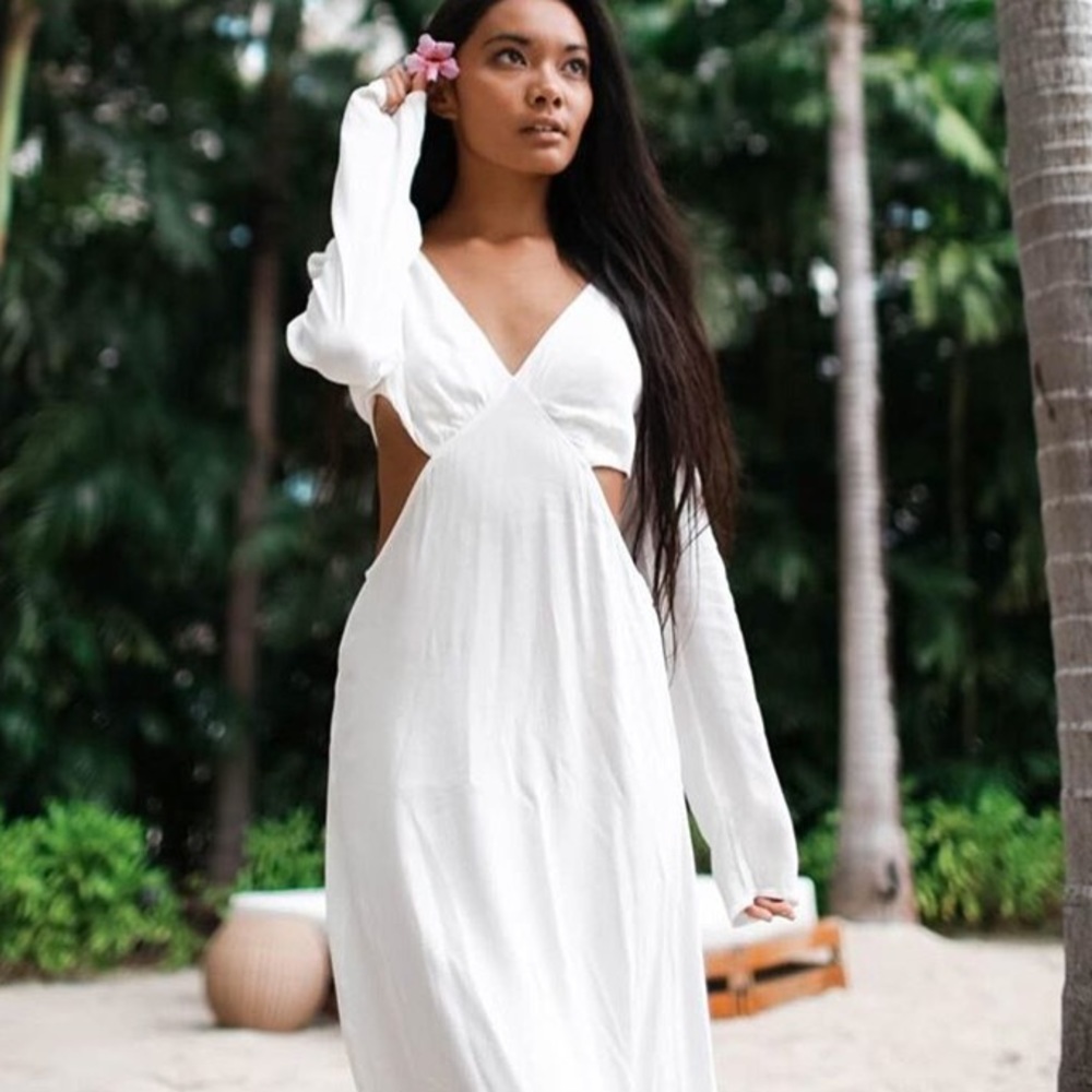 white flowy dress