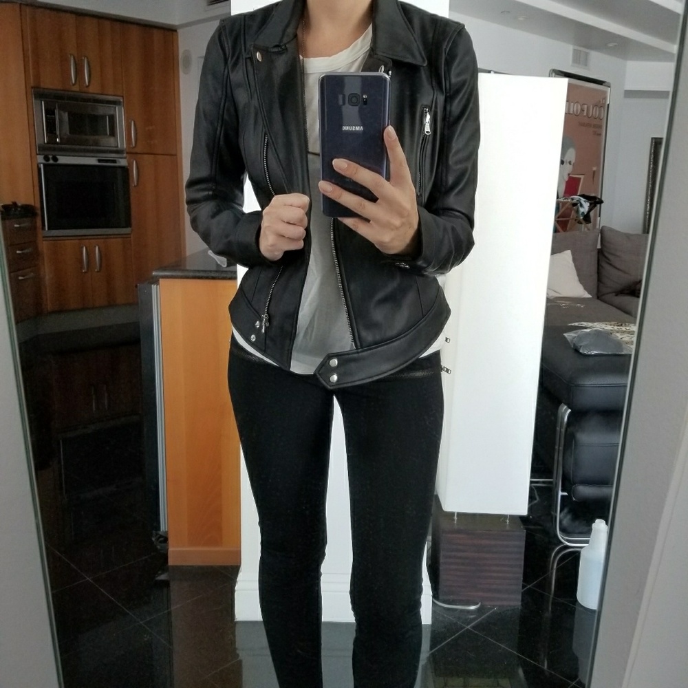 Zara Leather Style Biker Jacket - Picture 3 of 7