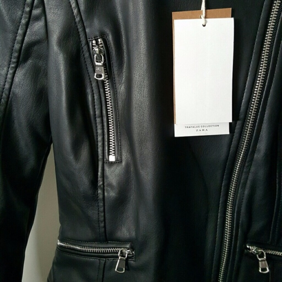 Zara Leather Style Biker Jacket - Picture 6 of 7