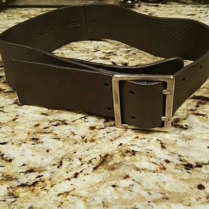 Leather belt by Calvin Klein.