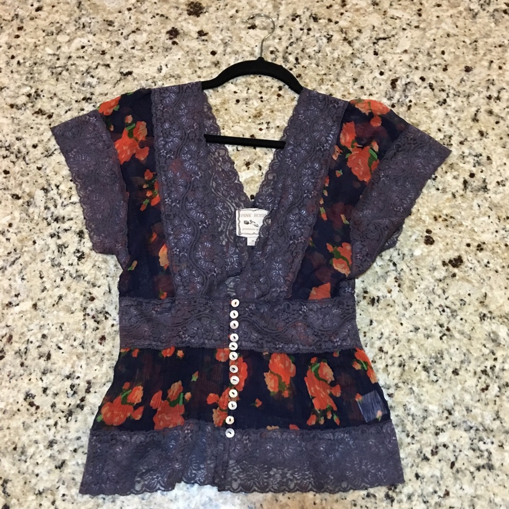 Macy’s Pink Rose Floral Dress Top