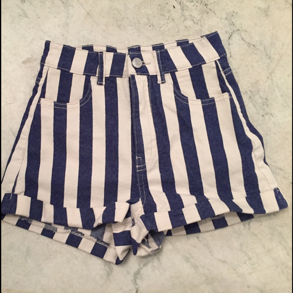 Blue and Cream Striped H&M Shorts