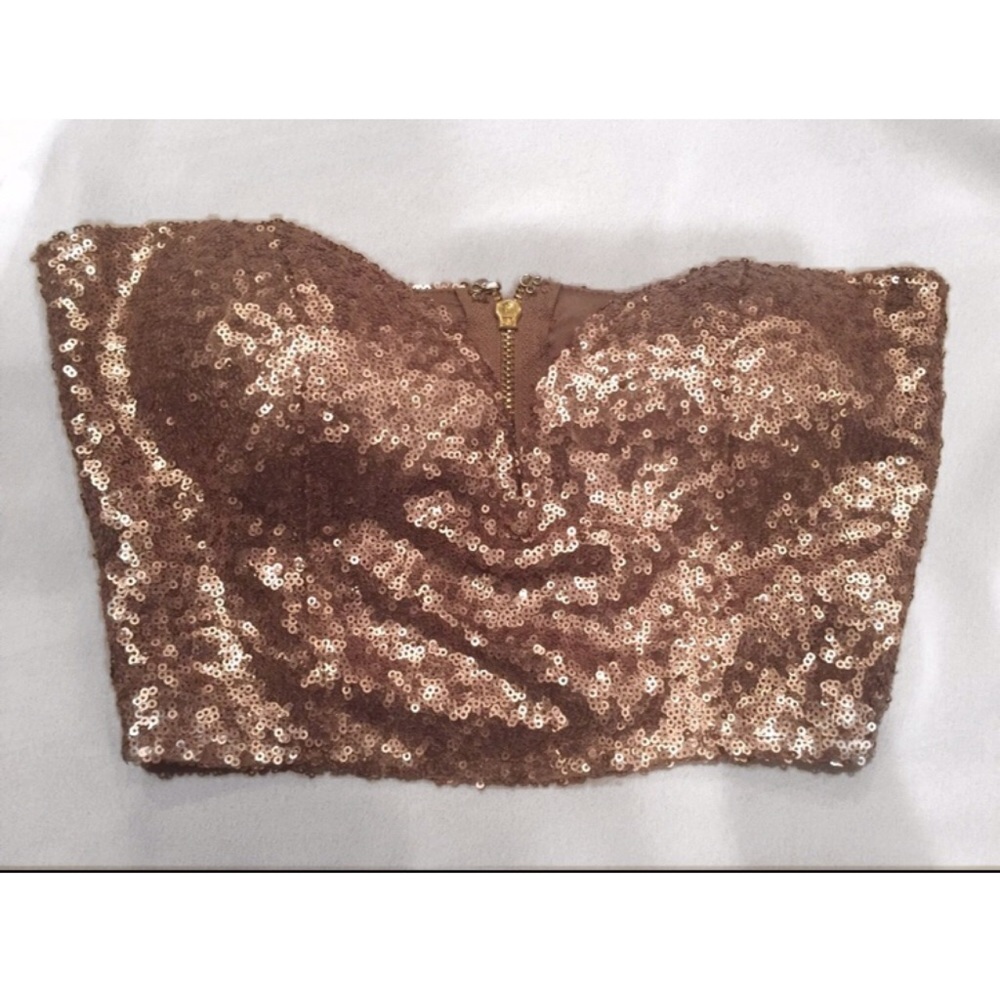 Sequin strapless crop top