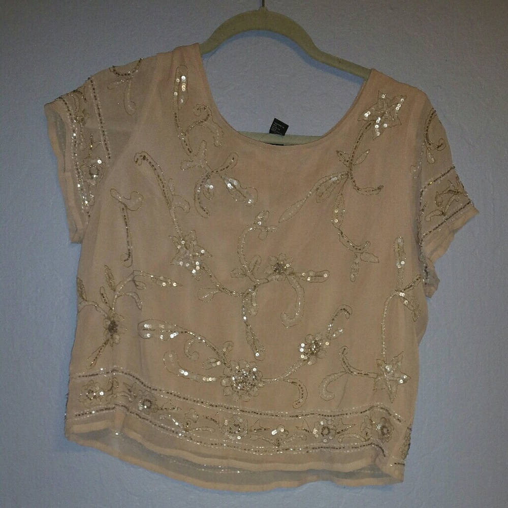 Ebelished baby pink crop top