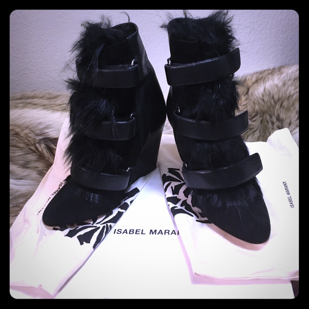 Isabel Marant "Scarlet" Pony Fur and Leather Boots
