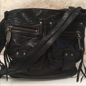 juicy couture black leather messenger bag