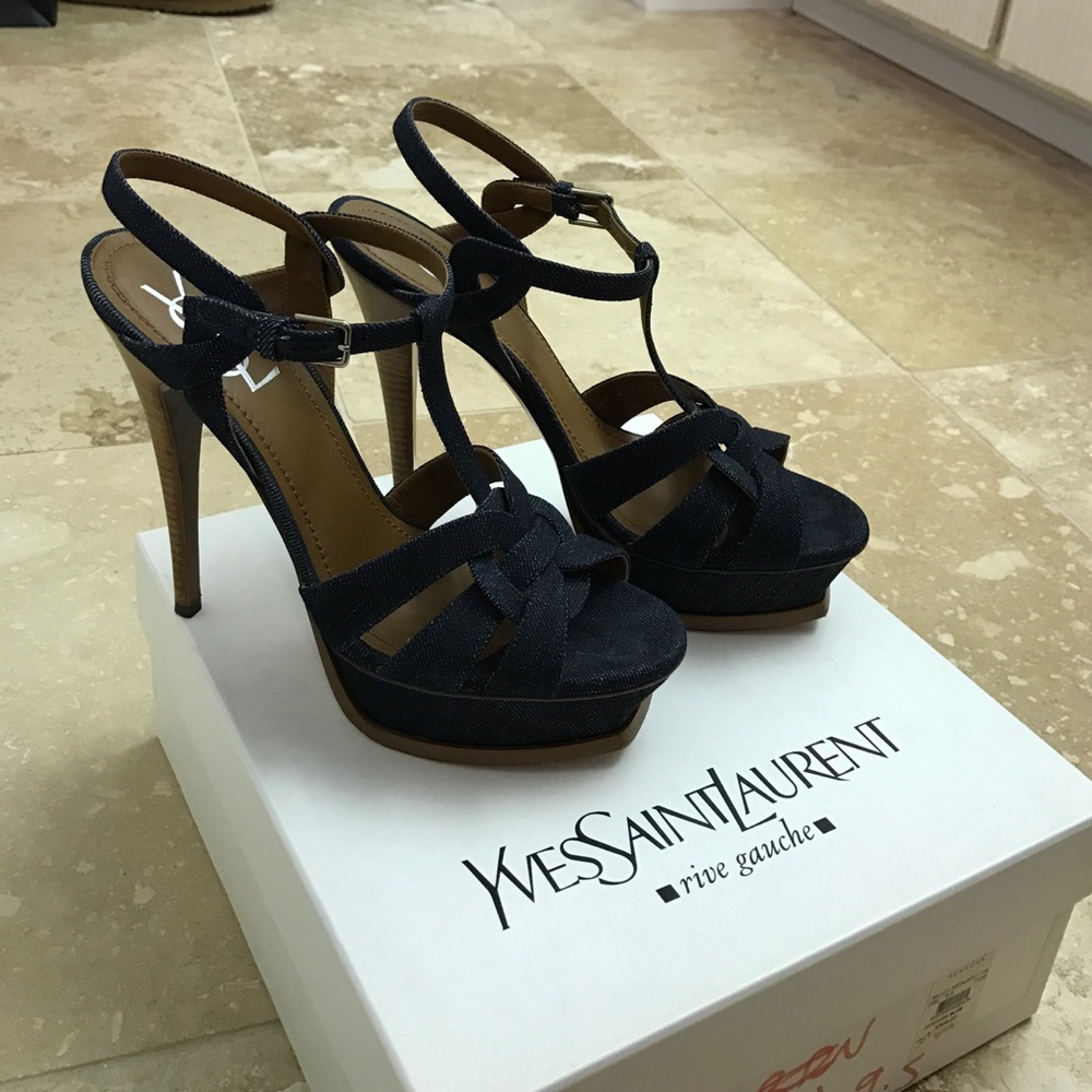 YSL denim tribute sandal