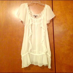{Express} white flowing sheer blouse