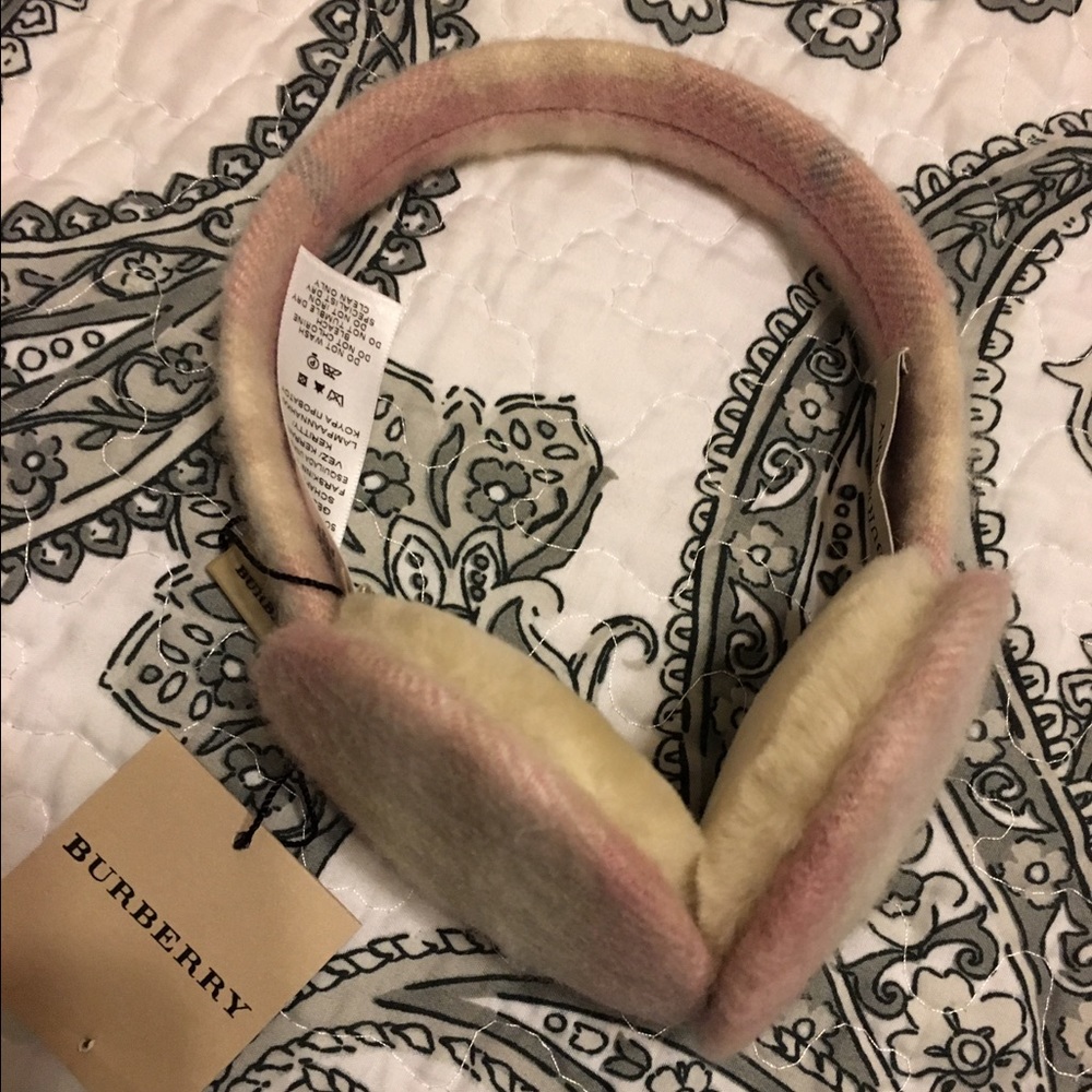 Burberry cashmere & shearling earmuffs - pink