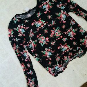 Black Floral print Top