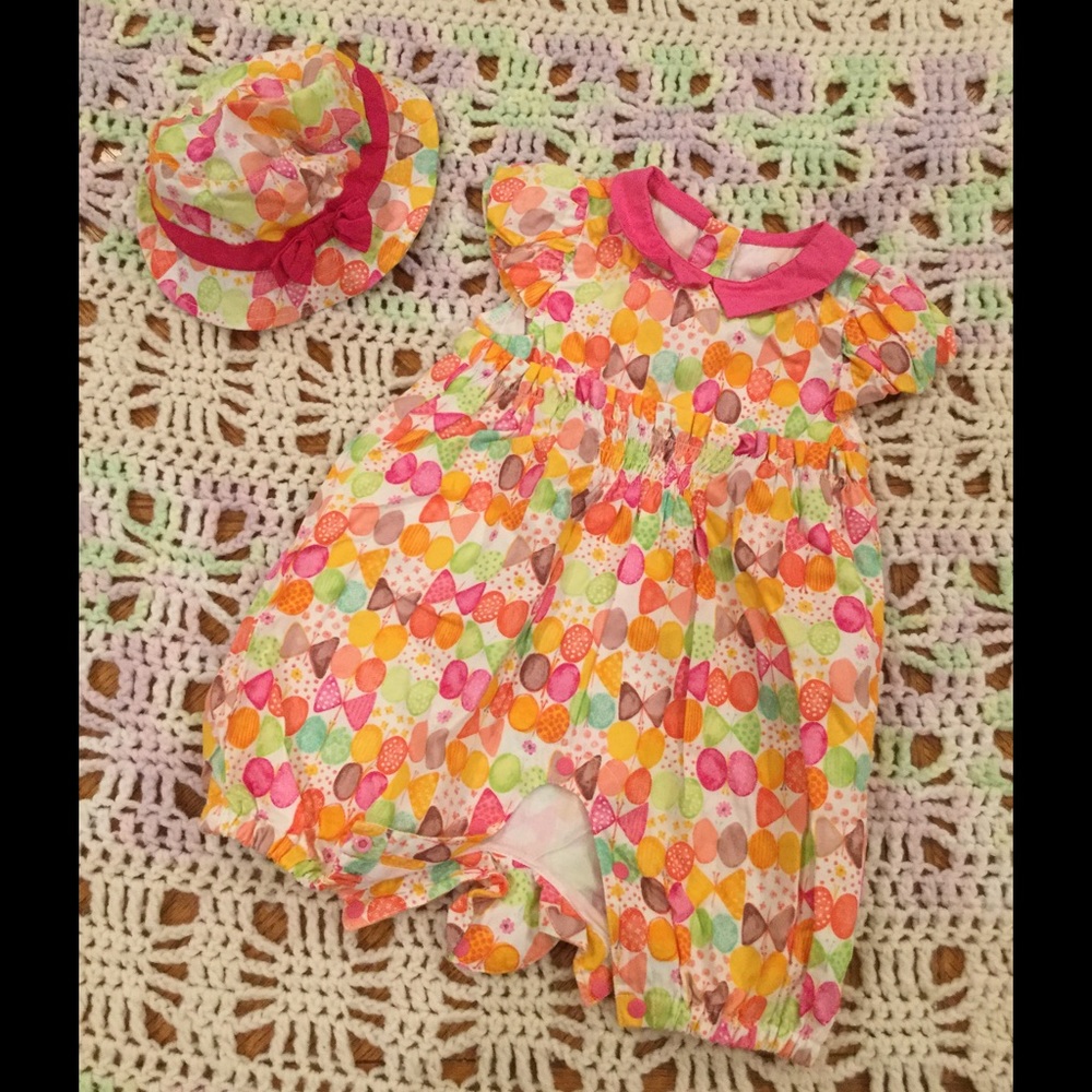 Cute baby jumpsuit hat set