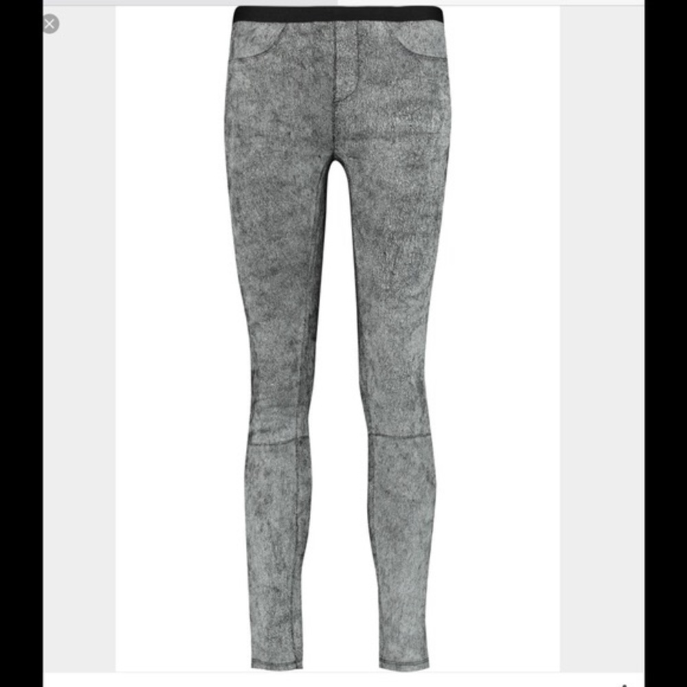 Helmut Lang Crackle Stretch Leather Skinny Pants