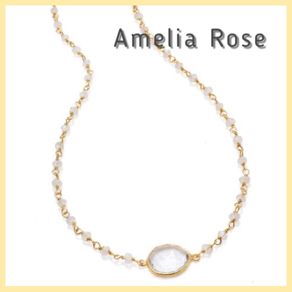 AMELIA ROSE LECCO NECKLACE-MOONSTONE GOLD