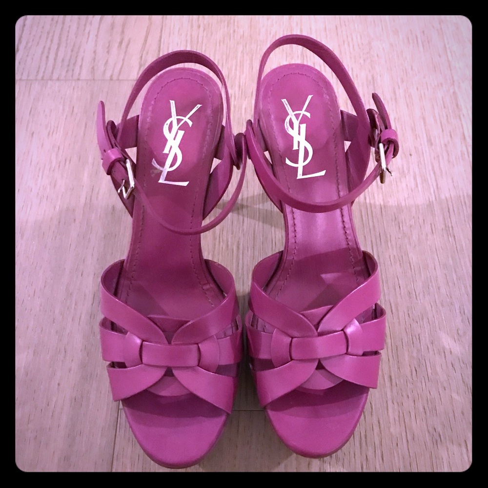 YSL Fuschia Tribute Sandals Size 36