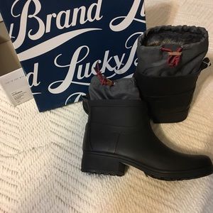 New Lucky Brand Rebeka Rain Boots Black 8 women's