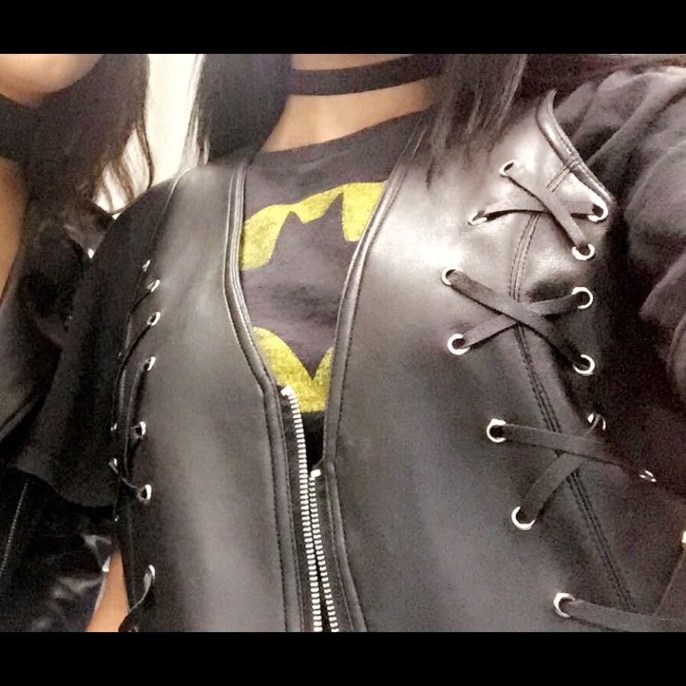 Black leather vest
