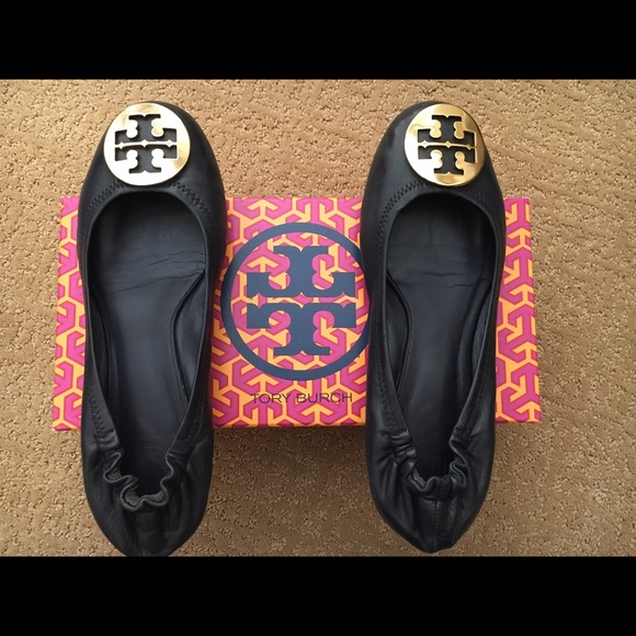Tory Burch Shoes - Tory Burch Reva Navy Blue Flats size 8.5