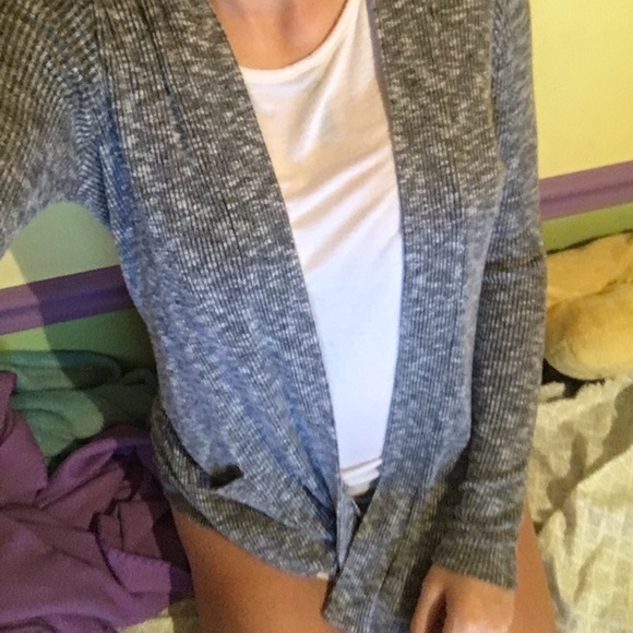 Marled grey cardigan with pockets - Picture 1 of 2