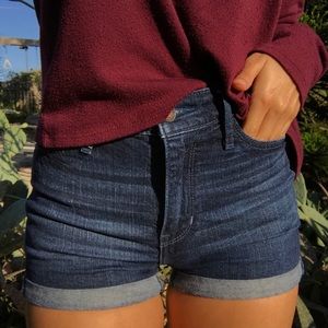 High waisted dark wash hollister shorts