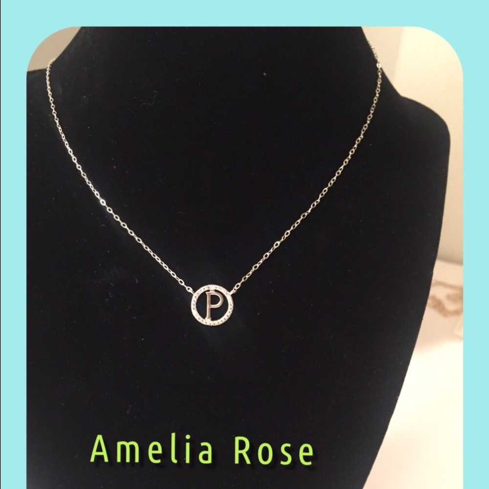 White sapphire P sterling silver plated