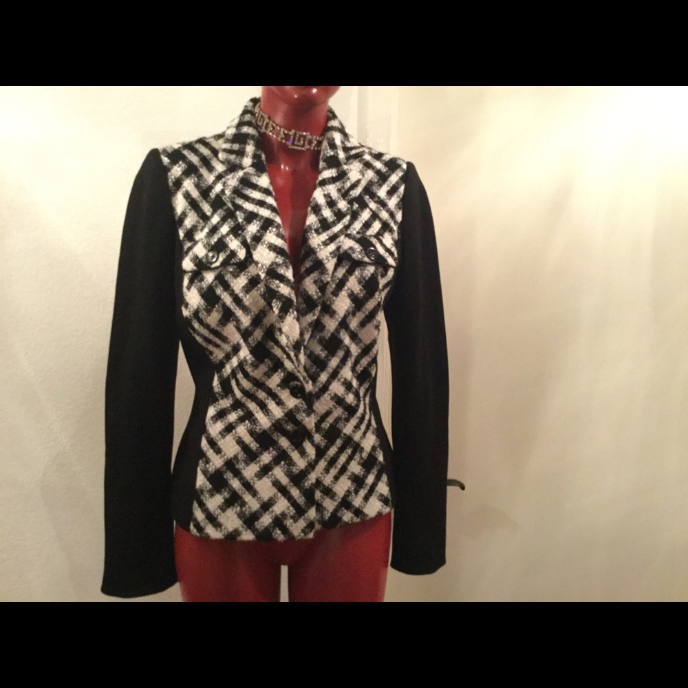 White House Black Market Black White Jacket Size 8