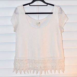 LA Hearts White Crotchet Top