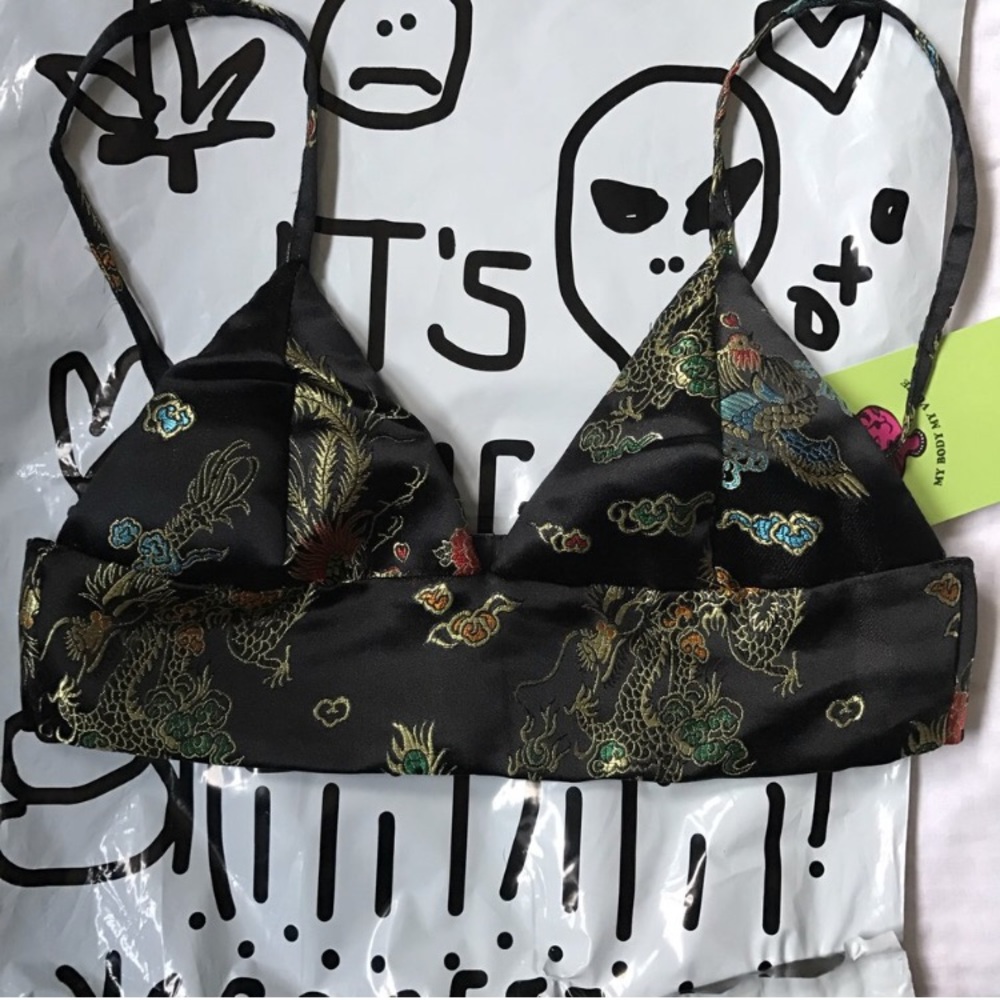 O-mighty Chinese print embroidered bralette