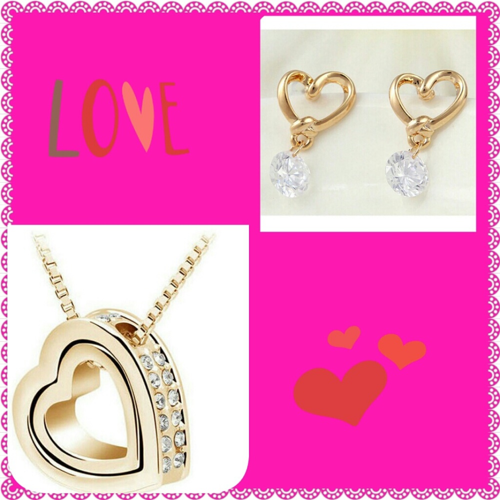 Heart-Shaped Necklace & Earrings