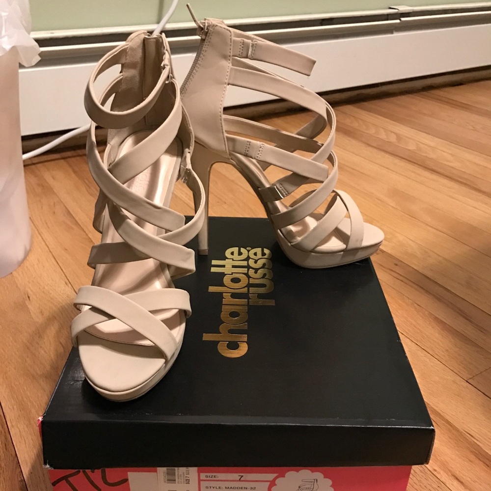 Tan strapped heels