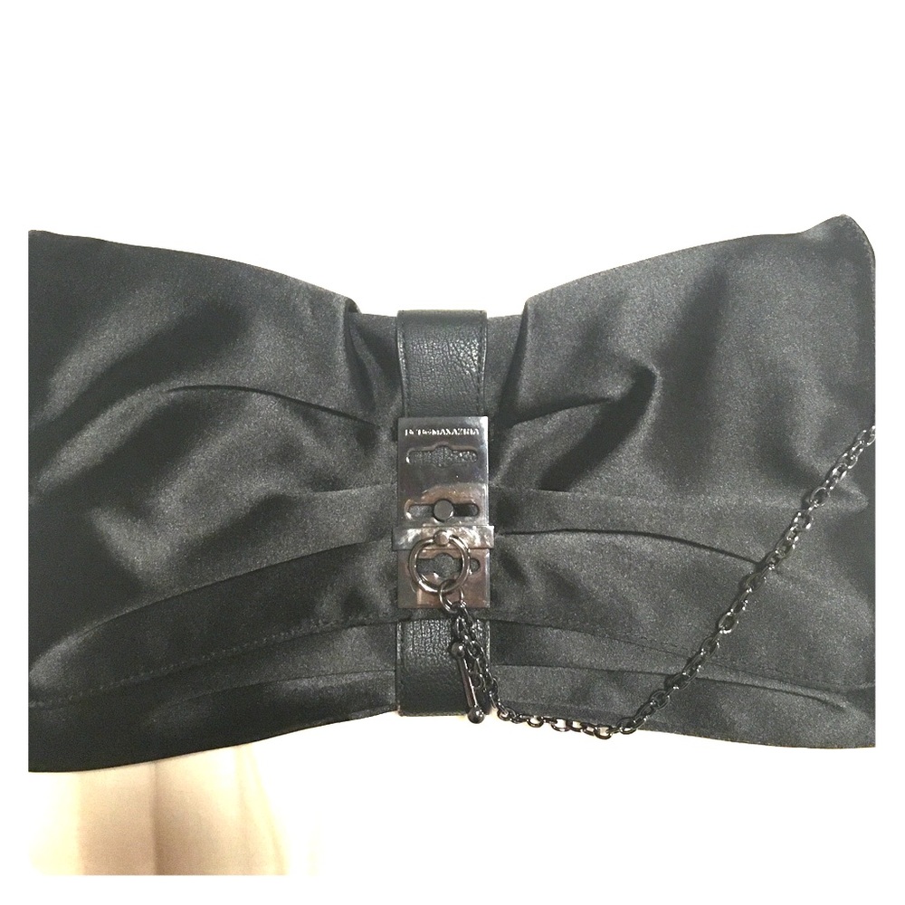 BCBG Black Ribbon Clutch medium size