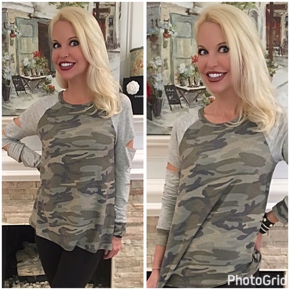 Slit arm washed military pattern tunic! LAST ONE - Picture 2 of 4