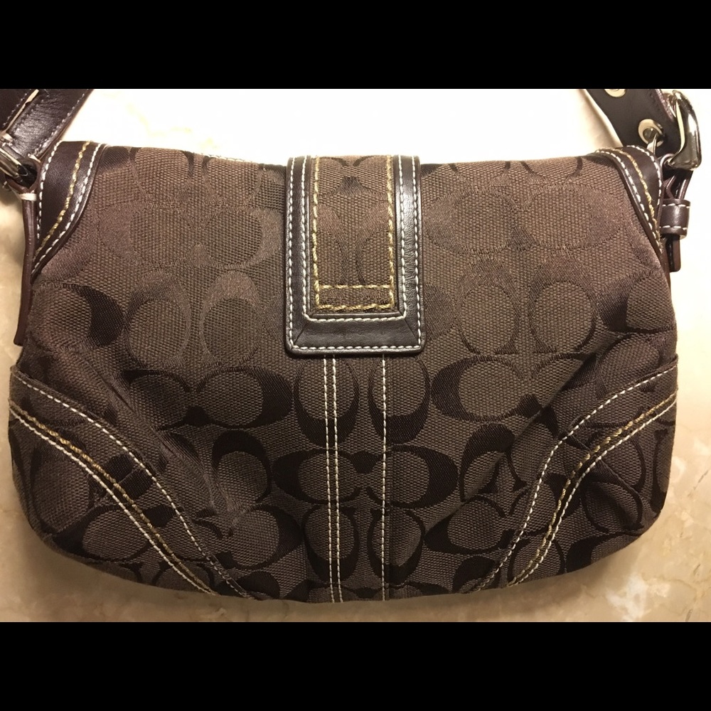 Coach brown cloth monogrammed handbag