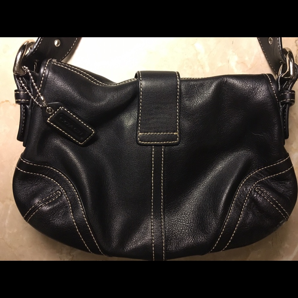 Coach black leather small handbag