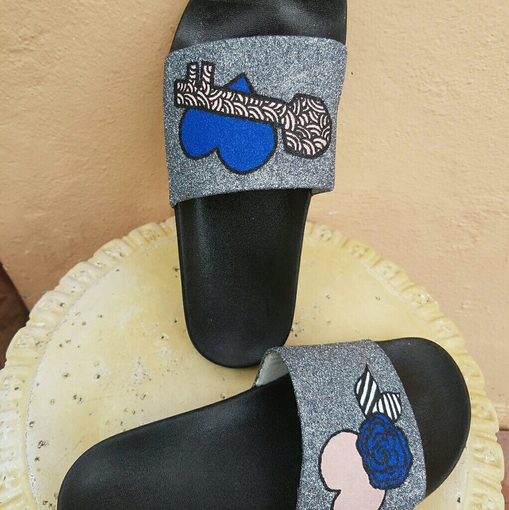 Women's Custom Hand painted glitter sandals