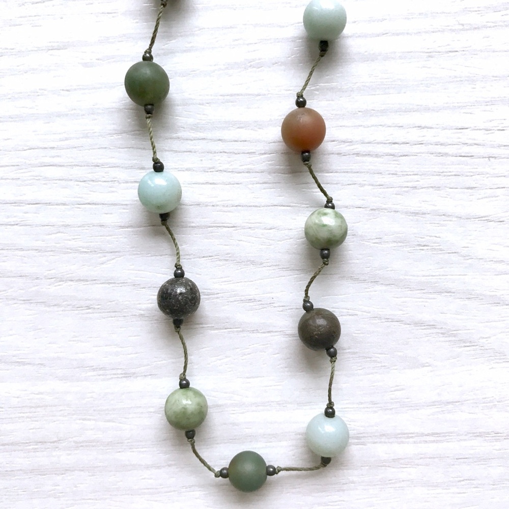 Vintage Sundance Green Semi-Precious Bead Necklace