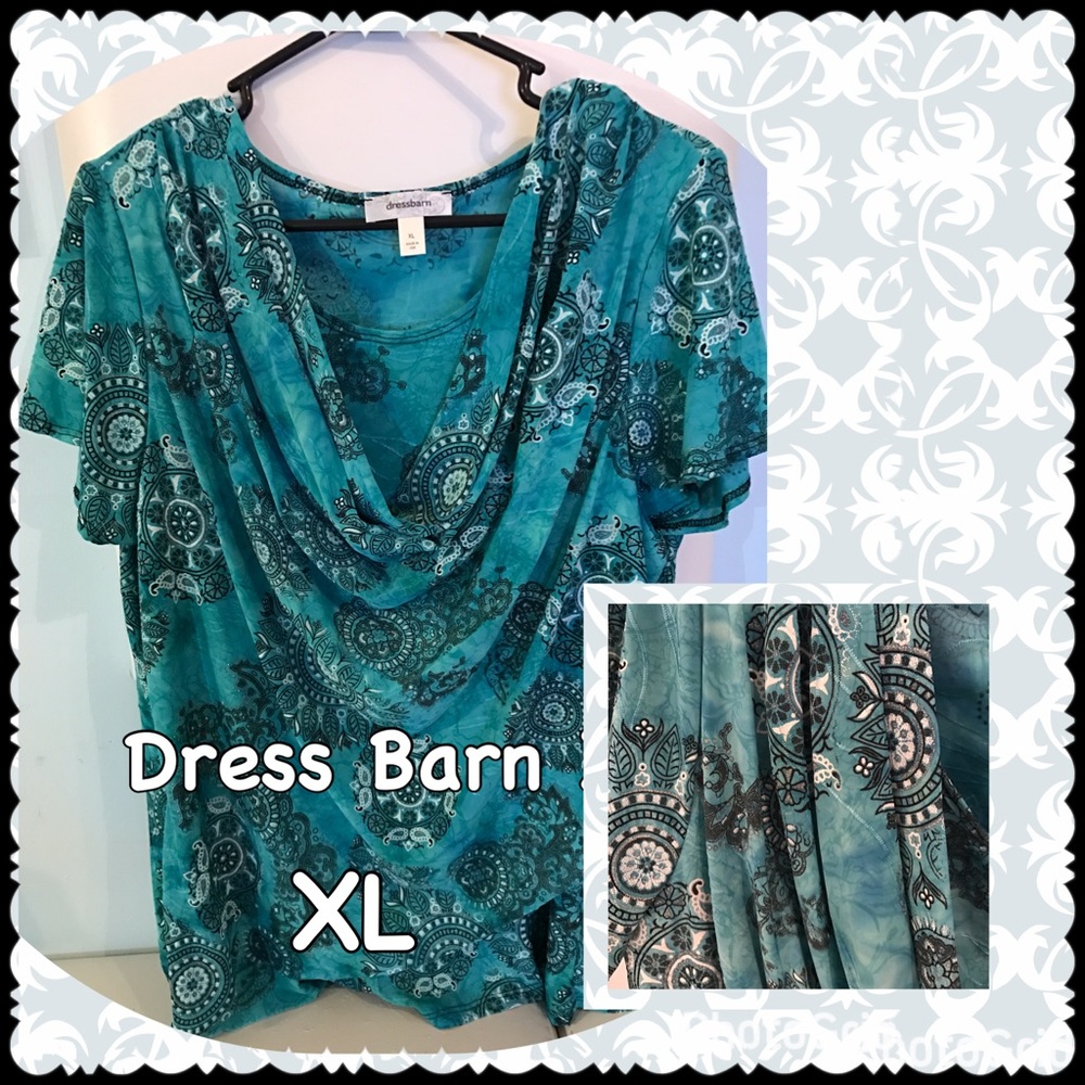 Dress Barn ~ XL ~ ^Dress Top^ ~Teal~Black~Silver~