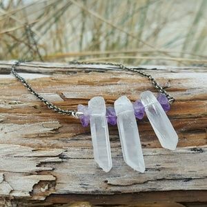 Genuine Quartz Crystal & Amethyst Necklace
