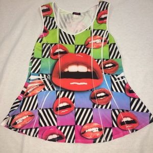 Blush Tank Top, with Lips.