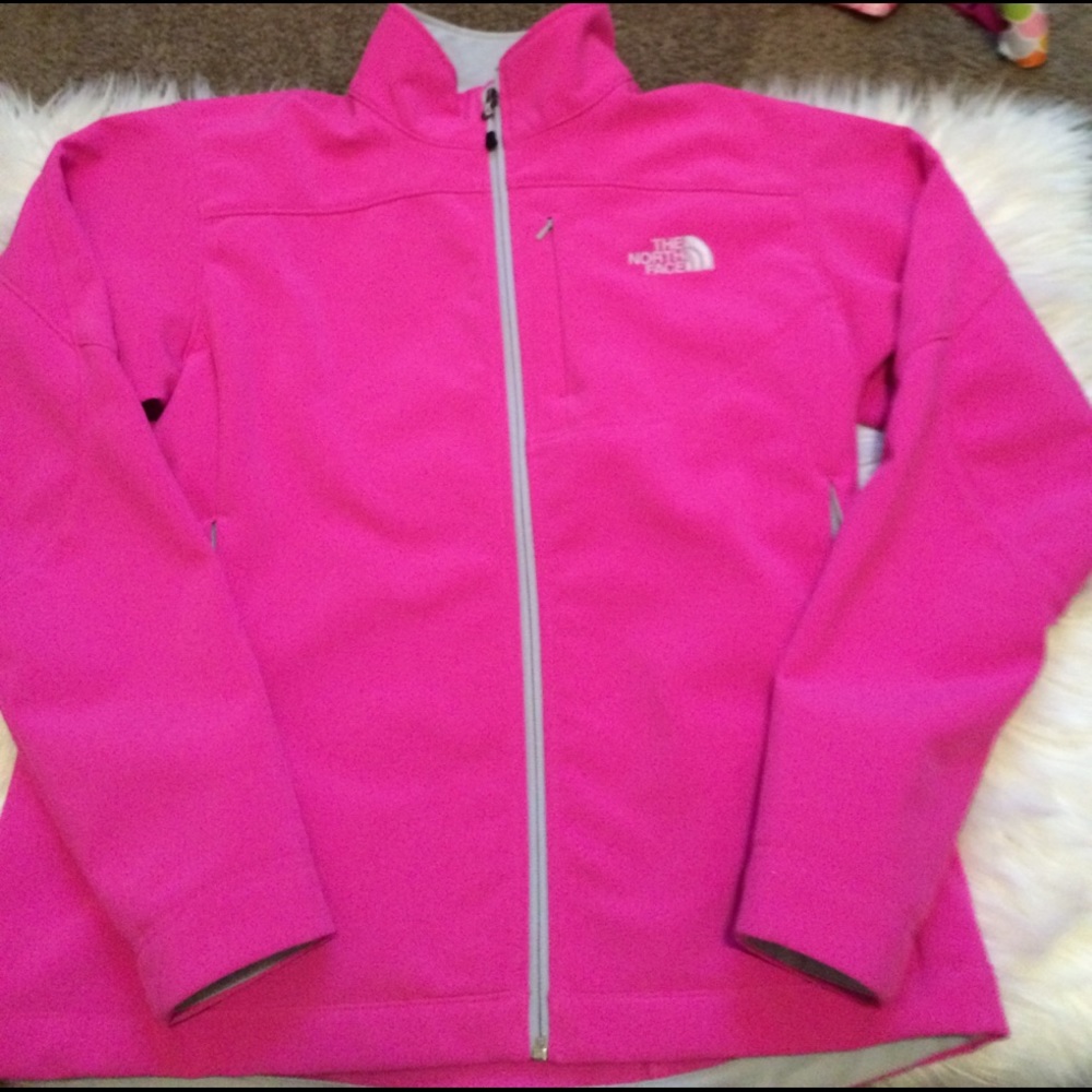 Pink north face rain coat