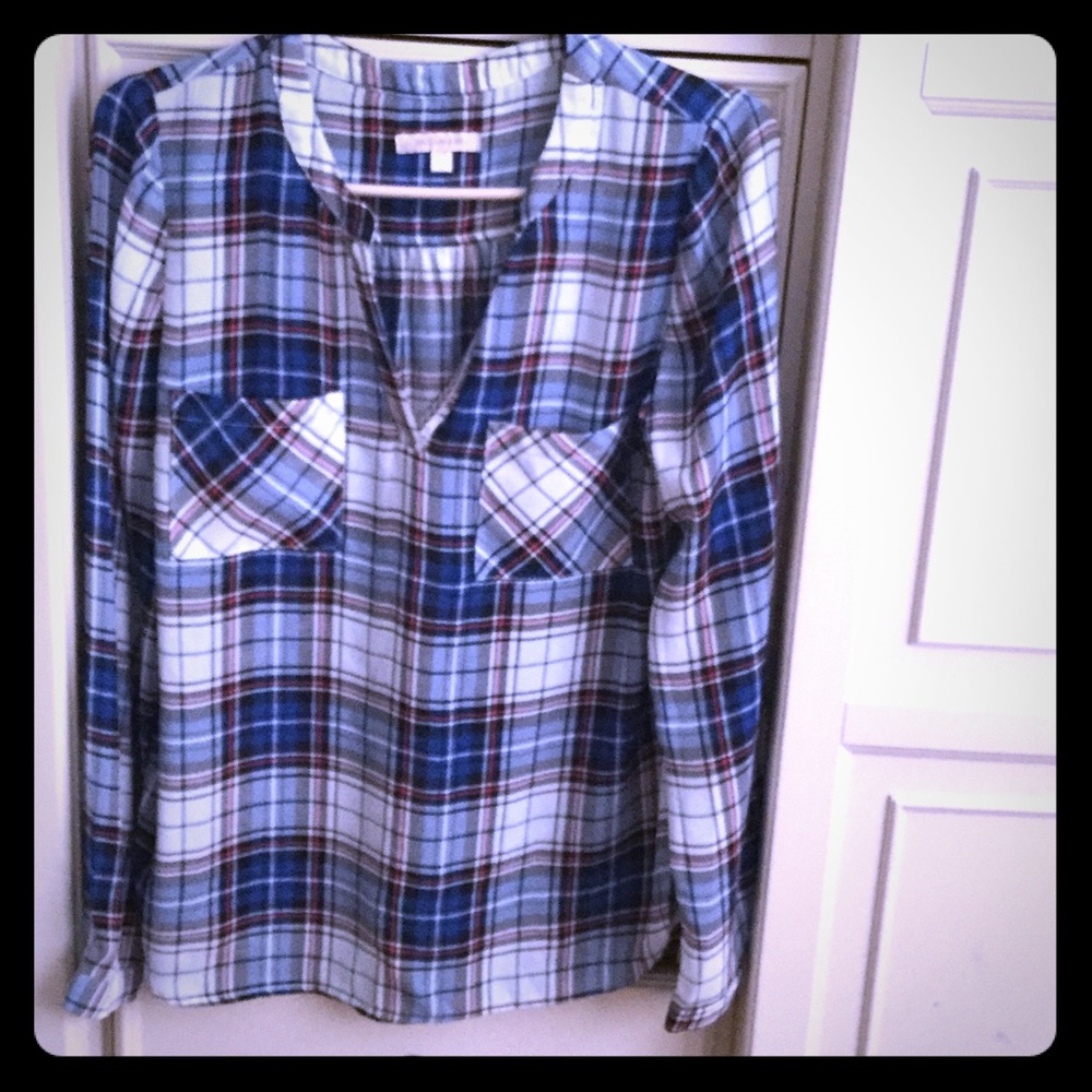 Plaid silky shirt