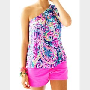 Brand new one shoulder Lilly Pulitzer silk top