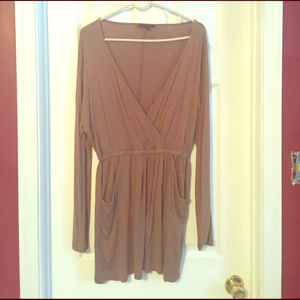 Glam Rayon dress with pockets taupe size L