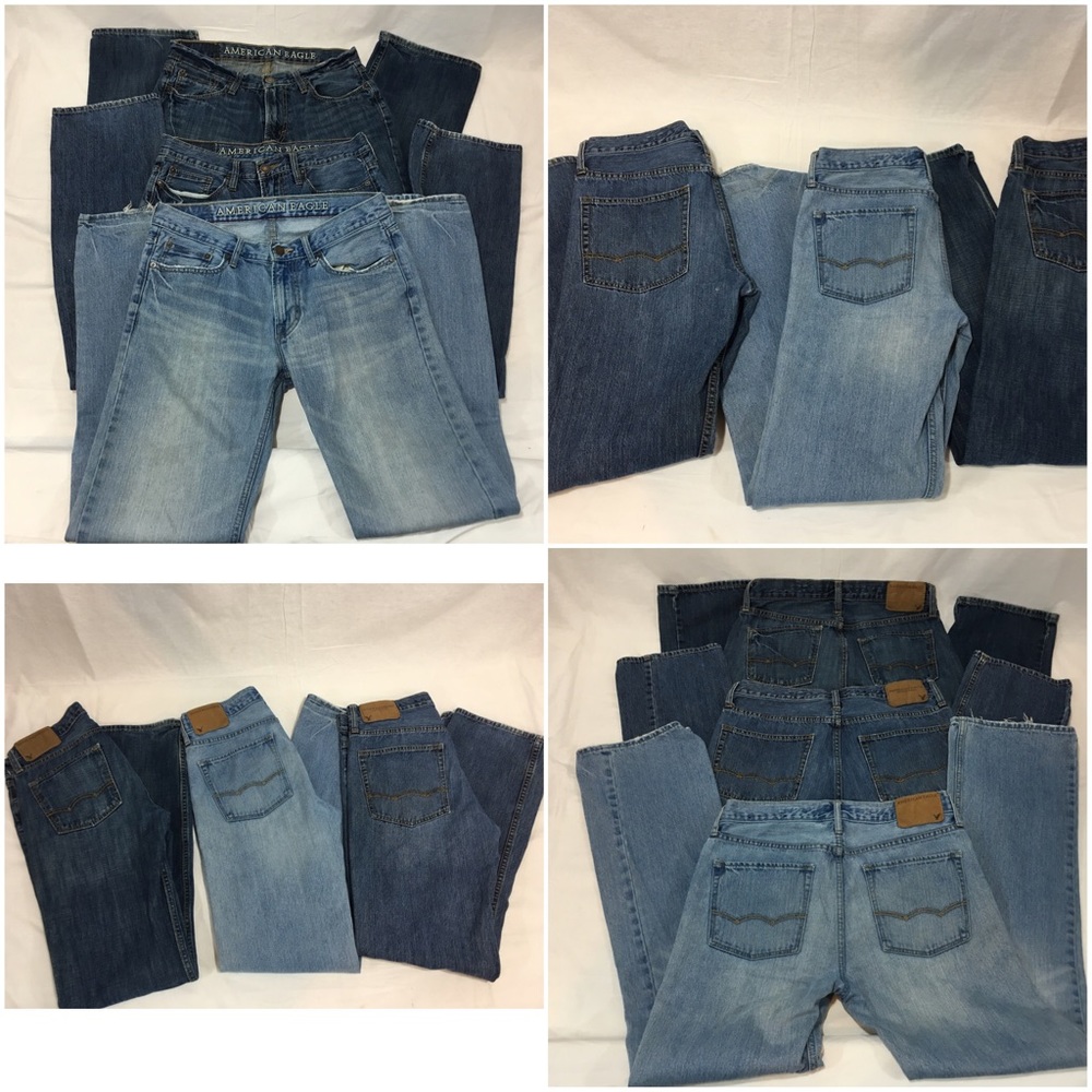 (3) American Eagle Jeans 30x34 Lt/Med/Dark
