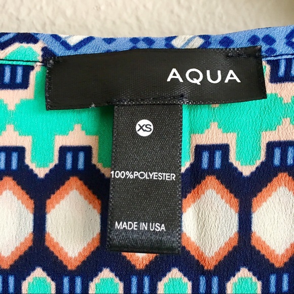 [53] AQUA Patterned Button-Down Dress w Waste Sash - Picture 5 of 5