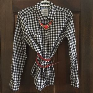 Gingham Check Cotton Shirt M or L