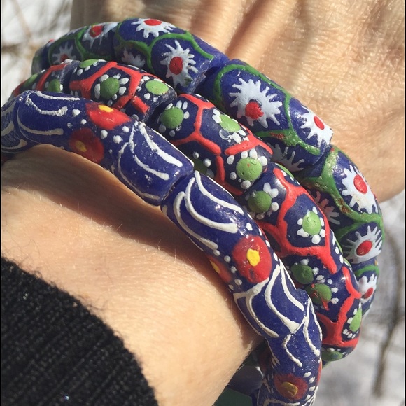 3 African Recycled Glass Bead Fair Trade Bracelets - Picture 2 of 6