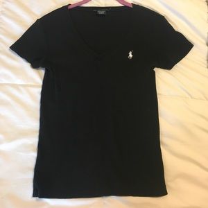 Black V-neck Polo