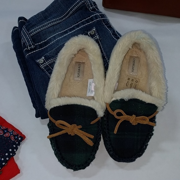 New J. Crew crewcuts plaid lodge moccasin slipper - Picture 1 of 5