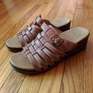 DANSKO Herachi Leather Tanned Slip On Wedge Sz 9.5